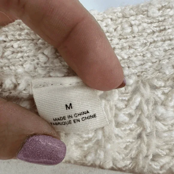 Anthropologie Moth Womens M Boucle Knit Oversized Sweater Cream Wool Boho - Picture 4 of 9